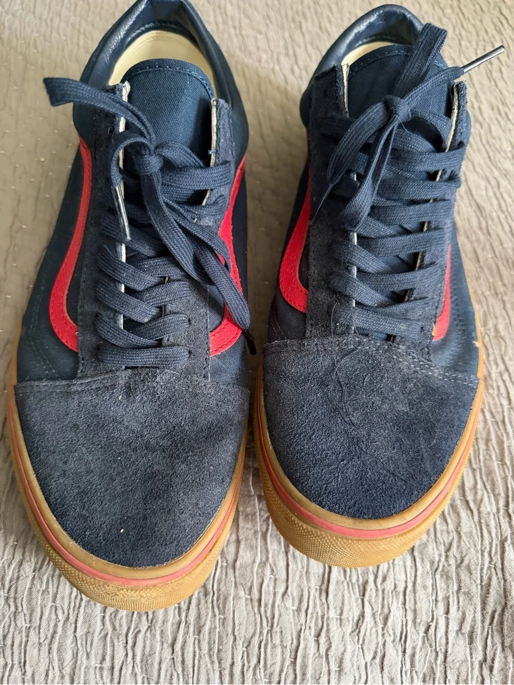 Men’s Vans Navy and Red Low-Top Canvas Sneakers